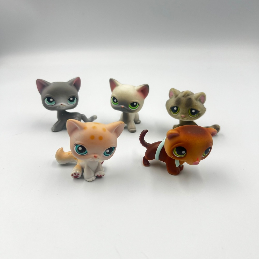Rare Vintage Hasbro Littlest Pet Shop Cat Figure Lot 5pc Lot 2004